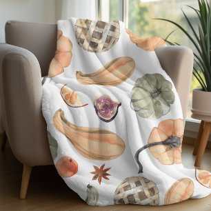 Farbenfarbenes Kürbismuster   Herbstwoben Fleecedecke