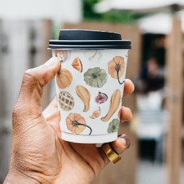 Farbenfarbenes Kürbismuster | Herbstwoben Pappbecher