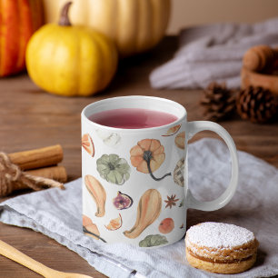 Farbenfarbenes Kürbismuster   Herbstwoben Zweifarbige Tasse