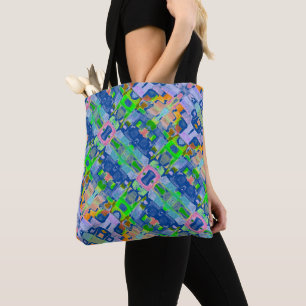 Farbenfarbenes Muster Blue Boho Tote Beutel Tasche