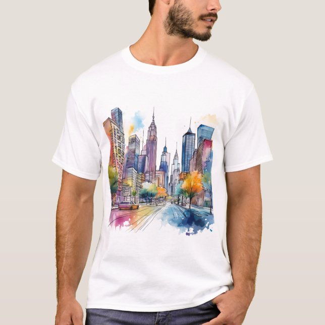 Farbenfarbenes Stadtbild T-Shirt (Vorderseite)