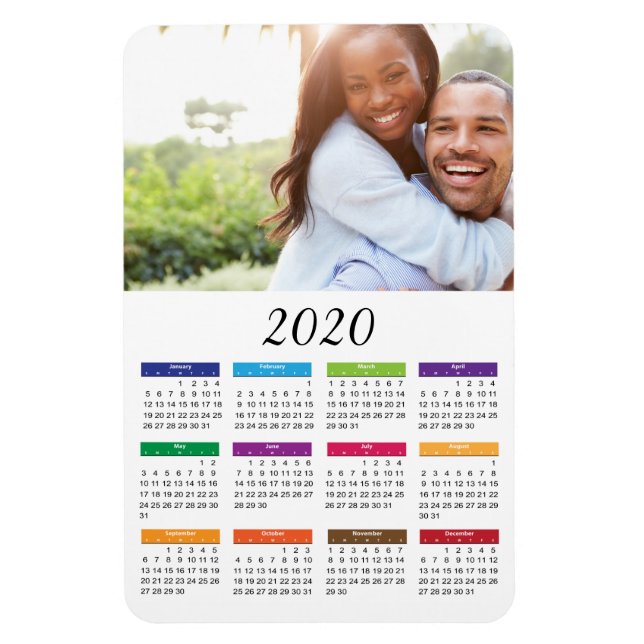 Farbenfroh 2020 Foto-Kalender Magnet (Vertikal)