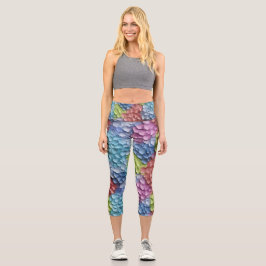 farbenfroh 3D Hydrangea floral Capri Leggings