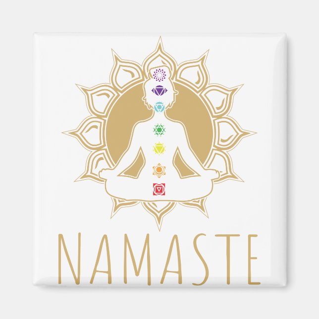 Farbenfroh 7 Chakra Buddha Design - Mandala Lotus  Magnet (Vorne)