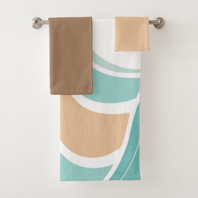 Farbenfroh, abstrakt, blau-orange braun badhandtuch set (Insitu)