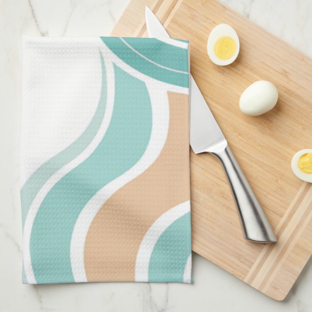 Farbenfroh, abstrakt, blau-orange braun geschirrtuch (Viertel Falte)