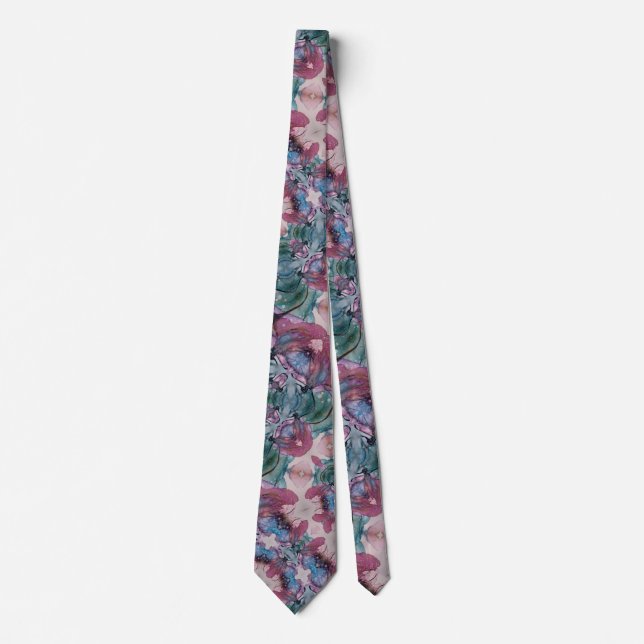 farbenfroh abstrakt floral gestrichen krawatte (Vorderseite)