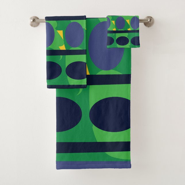Farbenfroh Abstrakt, modern geometrisch Badhandtuch Set (Insitu)
