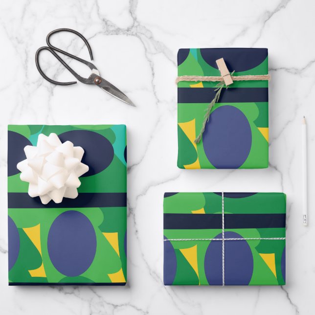Farbenfroh Abstrakt, modern geometrisch Geschenkpapier Set (Vorderseite)