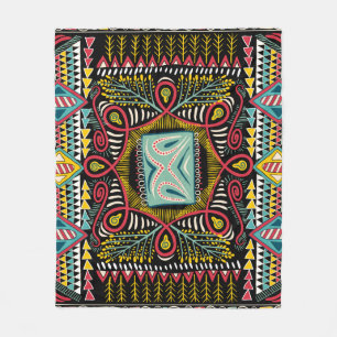 Farbenfroh abstrakt: Quadrat-Taschendesign. Fleecedecke