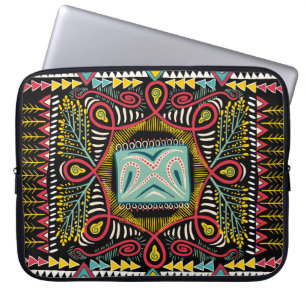Farbenfroh abstrakt: Quadrat-Taschendesign. Laptopschutzhülle