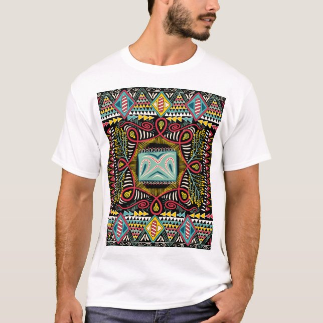 Farbenfroh abstrakt: Quadrat-Taschendesign. T-Shirt (Vorderseite)
