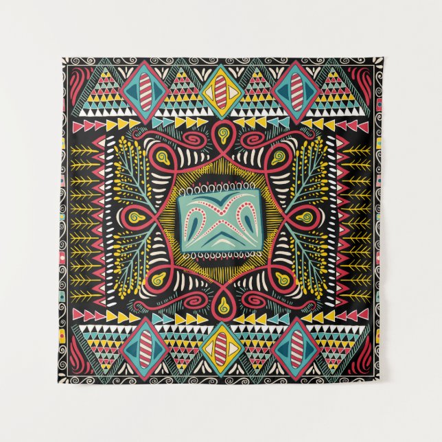 Farbenfroh abstrakt: Quadrat-Taschendesign. Wandteppich (Vorderseite)