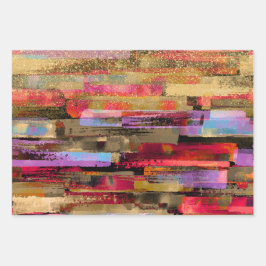 farbenfroh Abstrakt und Glitzer Geschenkpapier Set