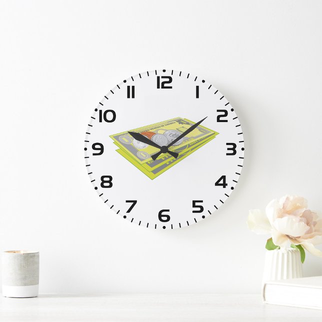 Farbenfroh amerikanisches Geld Bargeld und Münzen Große Wanduhr (Von Creator hochgeladen)