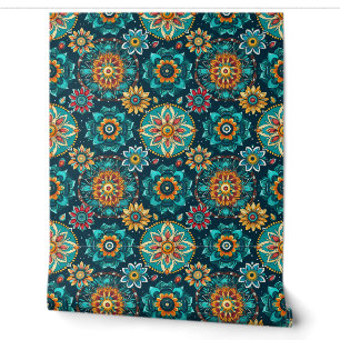 Farbenfroh aquamarin Modernes Boho Wasserfarben Tapete
