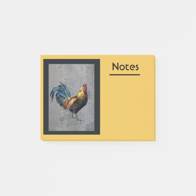 Farbenfroh Bantam Rooster Post-it Klebezettel (Vorderseite)