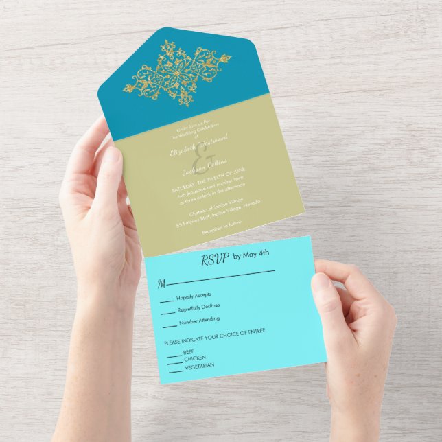 Farbenfroh bei der Goldhochzeit All In One Einladung (Abreißen)