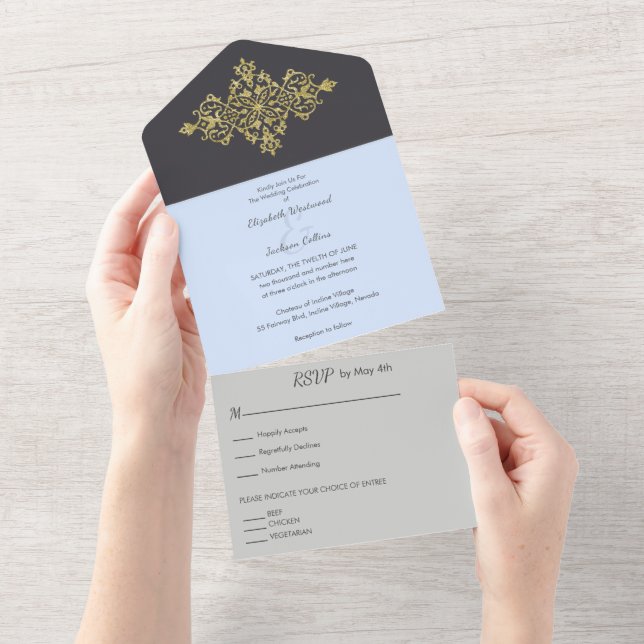 Farbenfroh bei der Goldhochzeit All In One Einladung (Abreißen)