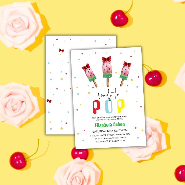 Farbenfroh, bereit zum Pop Eiscreme Babydusche Einladung (Colorful Ready To Pop Ice Cream Baby Shower Invitation)