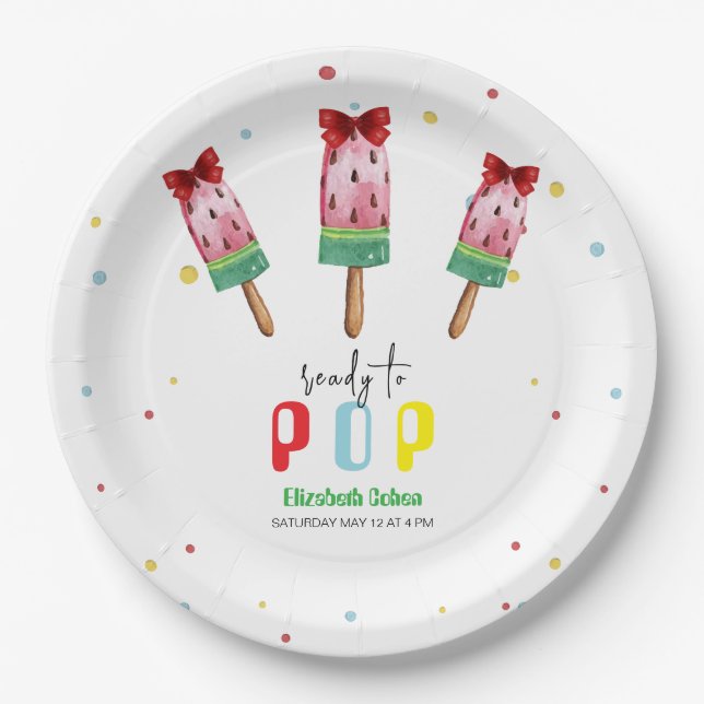 Farbenfroh, bereit zum Pop Eiscreme Babydusche Pappteller (Vorderseite)