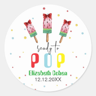 Farbenfroh, bereit zum Pop Eiscreme Babydusche Runder Aufkleber