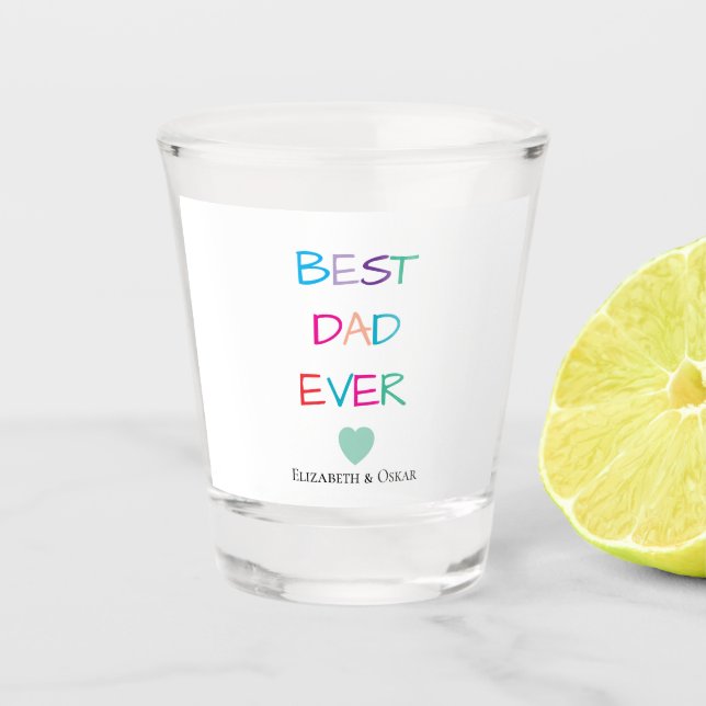 Farbenfroh "Bester Vater je" - Fun & Heartfelt Schnapsglas (Vorderseite)