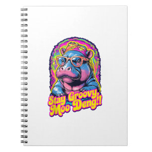 Farbenfroh Bleibe Groovy Moo Deng Pygmy Hippo Desi Notizblock