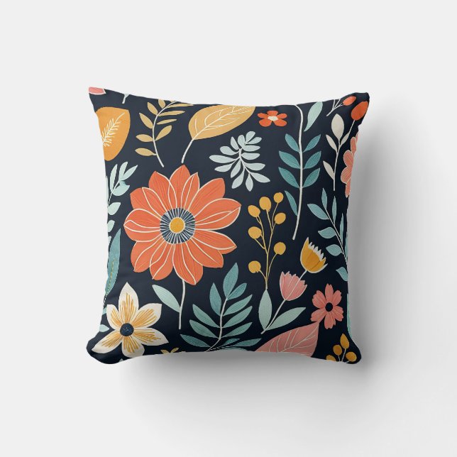 Farbenfroh, blühend Boho Kissen (Vorderseite)