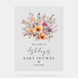 Farbenfroh, Blume Bouquet Babydusche Acrylschild