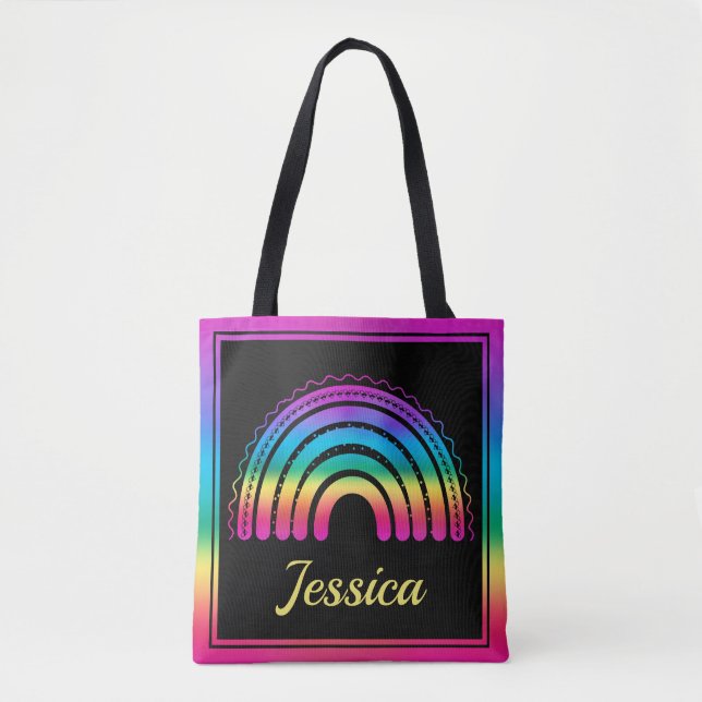 Farbenfroh Boho Rainbow Tasche (Vorderseite)