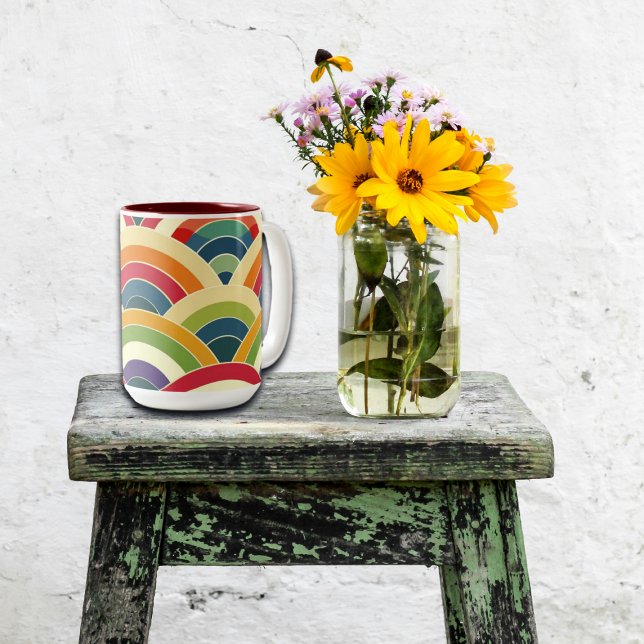Farbenfroh Boho Rainbow Zweifarbige Tasse (Von Creator hochgeladen)