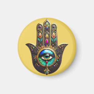 Farbenfroh Braun Gold Hamsa Regenbogenfarbe Dritte Magnet