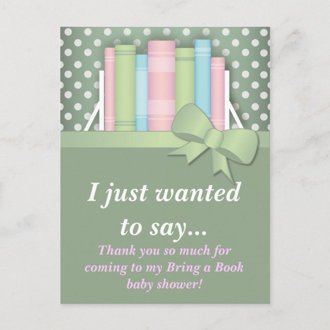 Farbenfroh bringen ein Buch Baby Dusche Danke Postkarte (Vorderseite)