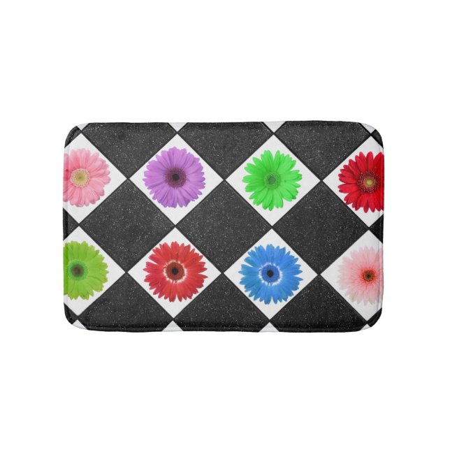 farbenfroh Daisy Black Rhomboid Badematte (Vorderseite)