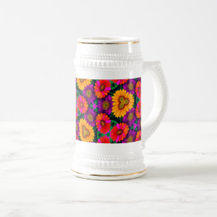 farbenfroh Daisy Bouquet Pattern Bierglas