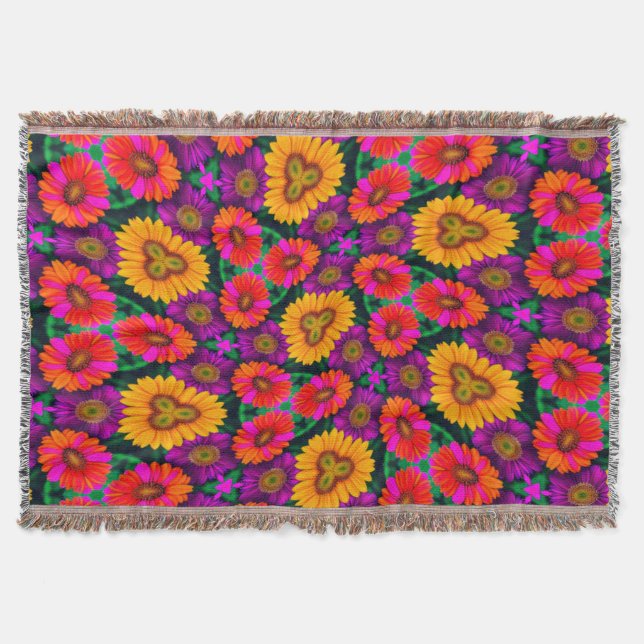 farbenfroh Daisy Bouquet Pattern Decke (Vorderseite)