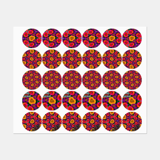 farbenfroh Daisy Bouquet Pattern Etiketten (Blatt)