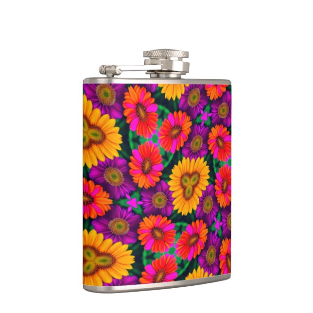 farbenfroh Daisy Bouquet Pattern Flachmann (Rechts)
