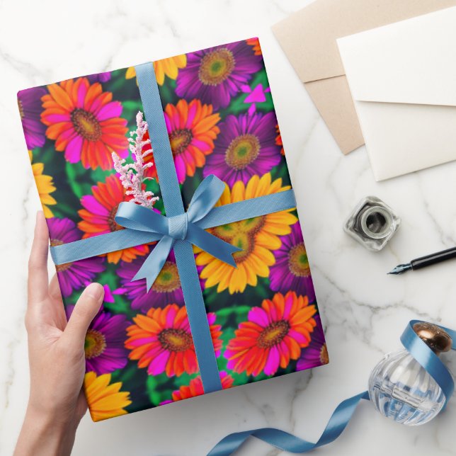 farbenfroh Daisy Bouquet Pattern Geschenkpapier (Schenken)