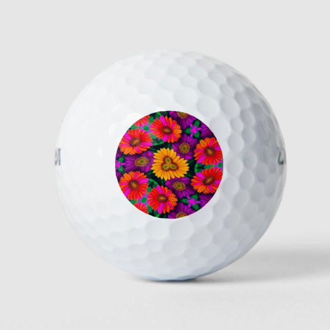 farbenfroh Daisy Bouquet Pattern Golfball (Vorderseite)