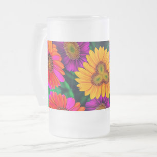 farbenfroh Daisy Bouquet Pattern Mattglas Bierglas