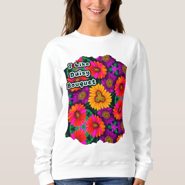 farbenfroh Daisy Bouquet Pattern Sweatshirt (Vorderseite)