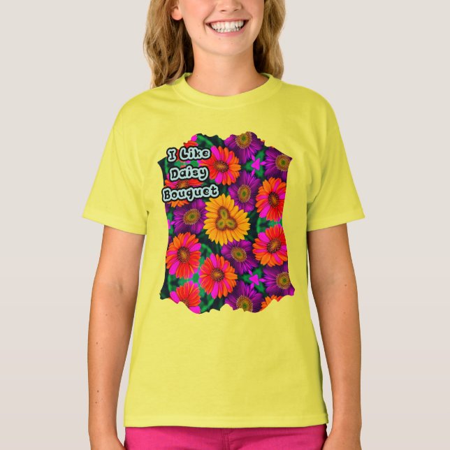 farbenfroh Daisy Bouquet Pattern T-Shirt (Vorderseite)