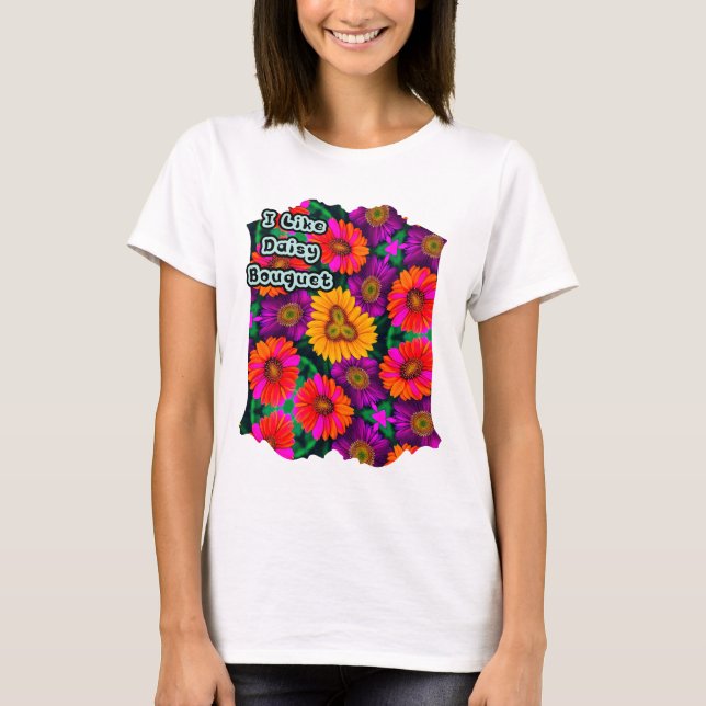 farbenfroh Daisy Bouquet Pattern T-Shirt (Vorderseite)
