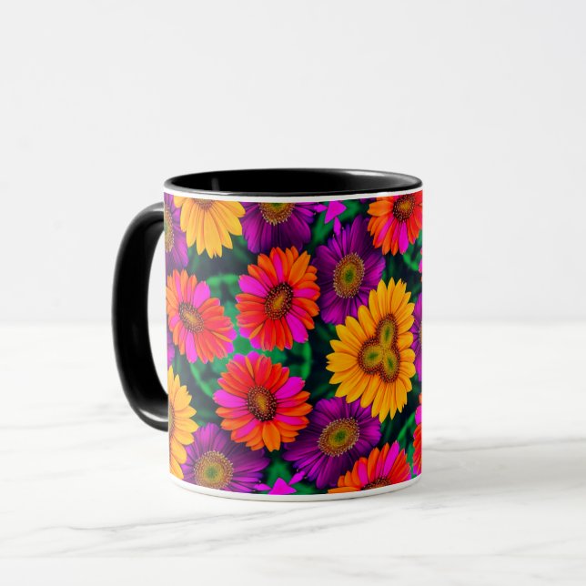 farbenfroh Daisy Bouquet Pattern Tasse (Vorderseite Links)