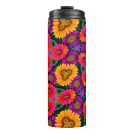 farbenfroh Daisy Bouquet Pattern Thermosbecher