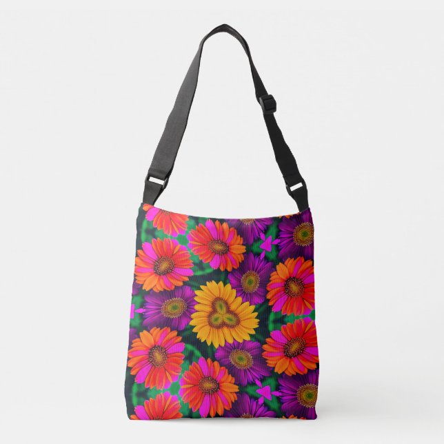 farbenfroh Daisy Bouquet Pattern Tragetaschen Mit Langen Trägern (Vorderseite)