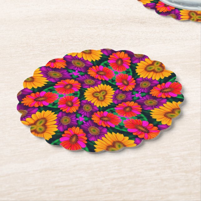 farbenfroh Daisy Bouquet Pattern Untersetzer (angewinkelt)