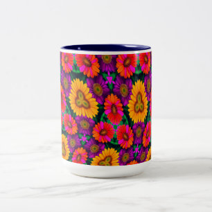 farbenfroh Daisy Bouquet Pattern Zweifarbige Tasse